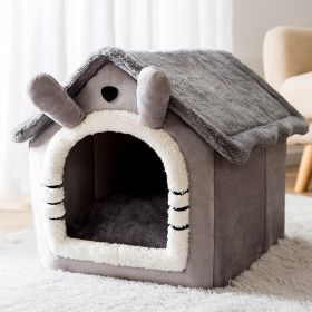 Dog Autumn And Winter Pet Cat Sponge Nest Teddy Closed (Option: Gray Cat-L)