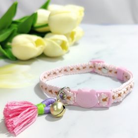 Anti-suffocation Safety Buckle Cat Collar Tassel Bell Adjustable Anchor Chain Rope (Option: 26 Light Pink-22cmor30cm)