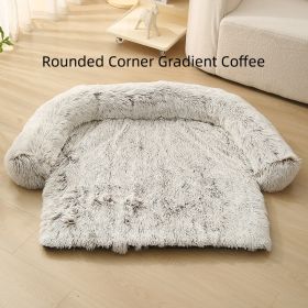 Pet Dog Plush Winter Warm Sofa Cushion (Option: Rounded Corner Gradient Coffee-XL)