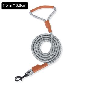 New Dog Breast Strap Saddle Pet Harness Breathable Reflective Dog Suspenders Pet Hand Holding Rope Wholesale (Option: Gray Leather Round Rope-M)