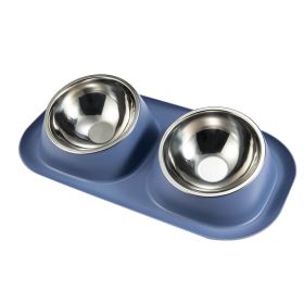 Pet Bowl Stainless Steel Dog Double Neck Basin (Color: Blue)