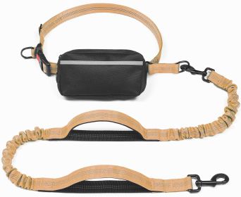 Pet Supplies Multi-functional Waist Pack Rope Reflective Sling Dog Hand Holding Rope Stretch Leash (Color: Khaki)