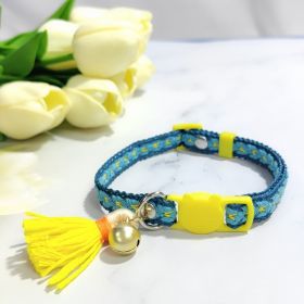 Anti-suffocation Safety Buckle Cat Collar Tassel Bell Adjustable Anchor Chain Rope (Option: 25 Sky Blue-22cmor30cm)