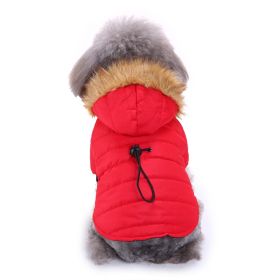 Dog Winter Clothing Coat Reflective Cotton (Option: DZ172 Red-S)