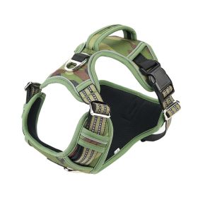 Vertical Handle Dog Traction Vest Explosion-proof Pet Sports Chest Strap (Option: Camouflage Green-L)