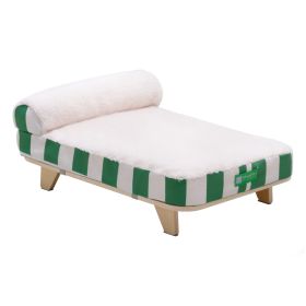 Pet Solid Wood Striped Warm Velvet Bed Small And Medium-sized Dogs Dog Cat Nest (Option: Retro Green-Within 20 Jin)