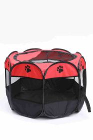 Octagonal Cage Fence Pet Cloth Tent Easy Storage Cat Nest (Option: Red-M Code)