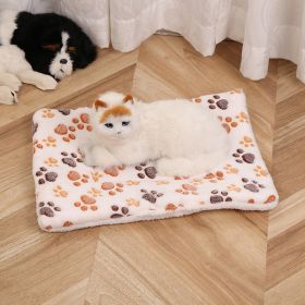 Pet Mat Warm Blanket Cartoon Double-sided Kennel (Option: White Dog Paw-Mat 40x50cm)