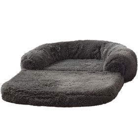 Pet Bed Removable And Washable Foldable Sofa Large (Option: Long Hair Dark Gray-180X115X25CM)