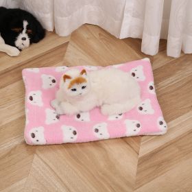 Pet Mat Warm Blanket Cartoon Double-sided Kennel (Option: Pink Bear-Mat 30x40cm)