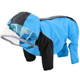 Pet All-inclusive Waterproof Dog Poncho (Option: Blue-L)