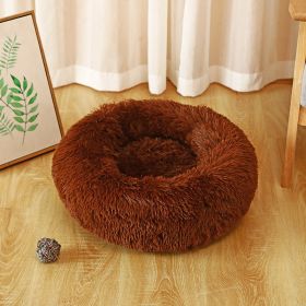 Pet Kennel Plush Long Wool (Option: Brown-50cm550k)