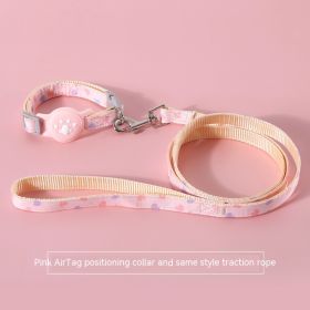 Pet Positioning Anti-lost Tracking Collar Hand Holding Rope (Option: Pink Positioning Set-M24 To40cm Collar)