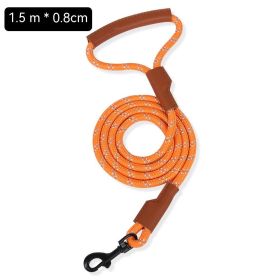 New Dog Breast Strap Saddle Pet Harness Breathable Reflective Dog Suspenders Pet Hand Holding Rope Wholesale (Option: Orange Leather Round Rope-S)