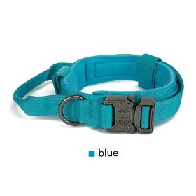 Outdoor Nylon Tactical Dog Collar (Option: Lake Blue Collar Silver-M)