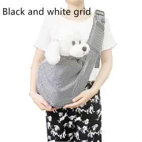 Crossbody Out Shoulder Pet Bag Foldable And Portable (Option: Black And White Plaid-Adjustable Shoulder Strap)