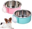 Crate Dog Bowl; Removable Stainless Steel Hanging Pet Cage Bowl Food & Water Feeder Coop Cup for Cat; Puppy; Birds; Rats; Guinea Pigs