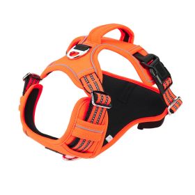 Vertical Handle Dog Traction Vest Explosion-proof Pet Sports Chest Strap (Option: Orange-L)