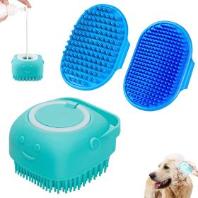 3-piece Set Dog Bath Brush Shampoo Brush Massage Brush With Adjustable (Option: 3 Piece Set-Blue)