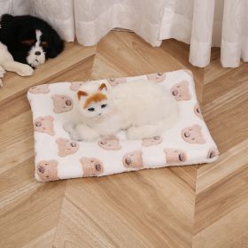 Pet Mat Warm Blanket Cartoon Double-sided Kennel (Option: White Bear-Mat 50x60cm)