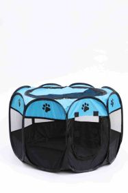 Octagonal Cage Fence Pet Cloth Tent Easy Storage Cat Nest (Option: Blue-L Code)