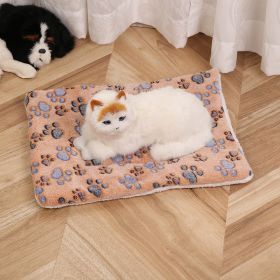 Pet Mat Warm Blanket Cartoon Double-sided Kennel (Option: Brown Dog Paw-Mat 50x60cm)