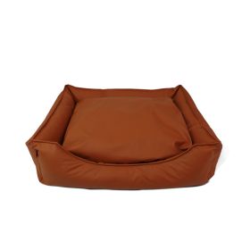 Leather Faux Leather Waterproof Kennel Pet Bed Sofa Cat Nest Supplies (Option: Brown-XL104x90x20cm)