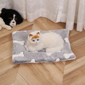 Pet Mat Warm Blanket Cartoon Double-sided Kennel (Option: Gray Bone-Mat 60x80cm)