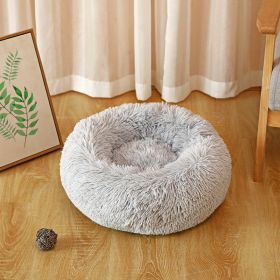 Pet Kennel Plush Long Wool (Option: Light Gray-30CM120K)