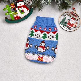 Dog Cat Sweater Pet Clothes Clothing (Option: Blue Snowman-24)