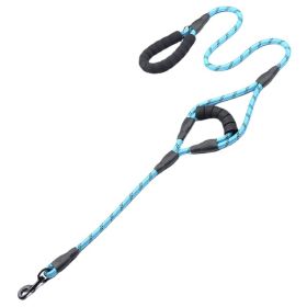 Nylon Woven Reflective Round Rope Double Handle Dog Hand Holding Rope (Option: Blue-180x1.2cm)