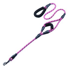 Nylon Woven Reflective Round Rope Double Handle Dog Hand Holding Rope (Option: Purple-180x1.2cm)