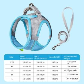 Hand Holding Rope Pet Dog Breast Strap Summer Breathable (Option: Blue-L)