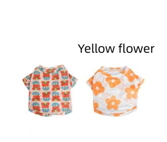 Summer Mesh Pet Sun Protection Clothing (Option: Yellow Floret-XXL)