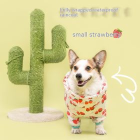 Short Leg Captain Golden Retriever Corgi Fully Wrapped Waterproof Raincoat Four-legged Dog Clothes (Option: Strawberry-6L)